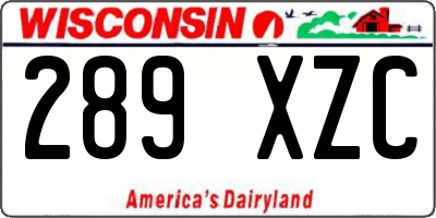 WI license plate 289XZC