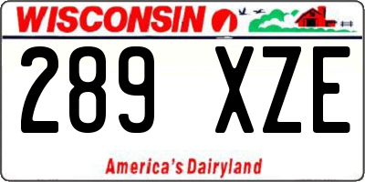 WI license plate 289XZE