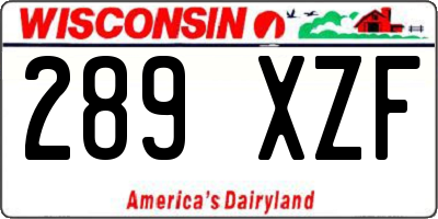WI license plate 289XZF
