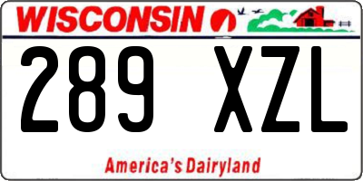 WI license plate 289XZL