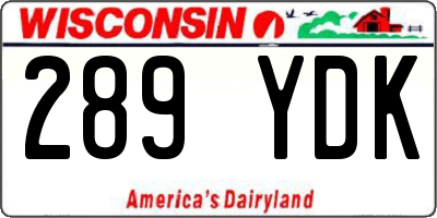 WI license plate 289YDK