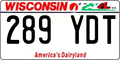 WI license plate 289YDT