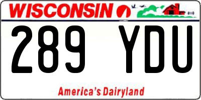WI license plate 289YDU