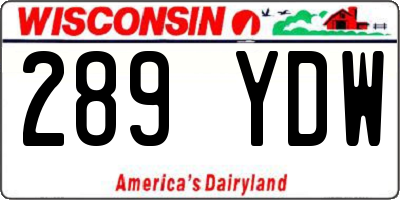 WI license plate 289YDW