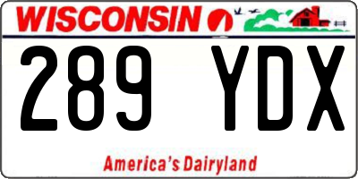 WI license plate 289YDX