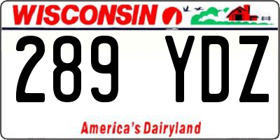 WI license plate 289YDZ