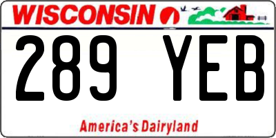 WI license plate 289YEB