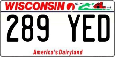 WI license plate 289YED