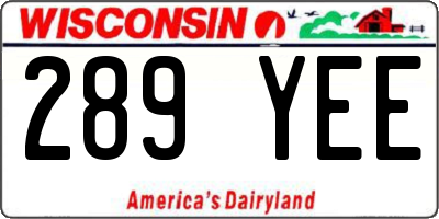 WI license plate 289YEE