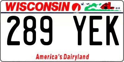 WI license plate 289YEK