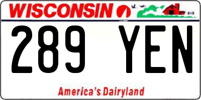 WI license plate 289YEN