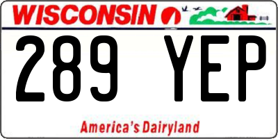 WI license plate 289YEP