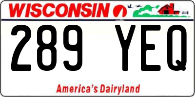 WI license plate 289YEQ