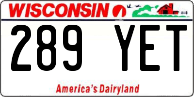 WI license plate 289YET