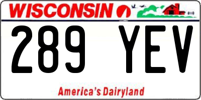 WI license plate 289YEV