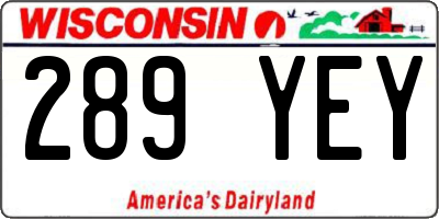 WI license plate 289YEY