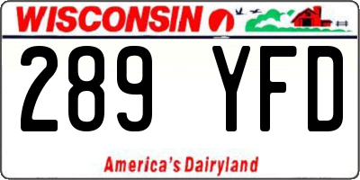 WI license plate 289YFD