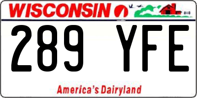 WI license plate 289YFE