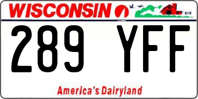 WI license plate 289YFF