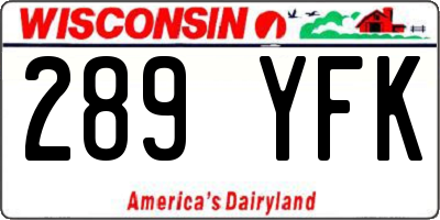 WI license plate 289YFK