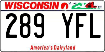 WI license plate 289YFL
