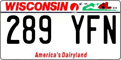 WI license plate 289YFN