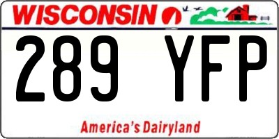 WI license plate 289YFP
