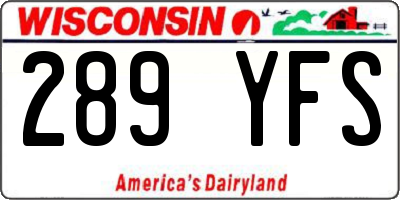 WI license plate 289YFS