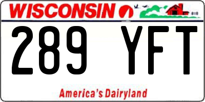 WI license plate 289YFT