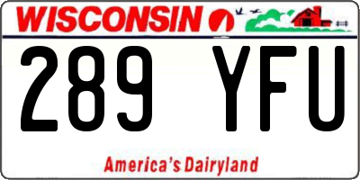 WI license plate 289YFU