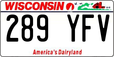 WI license plate 289YFV