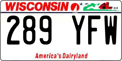 WI license plate 289YFW