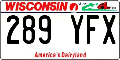 WI license plate 289YFX