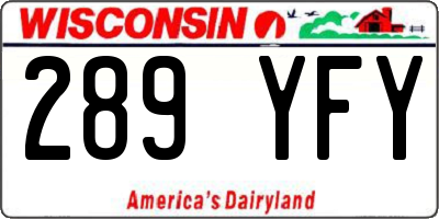WI license plate 289YFY