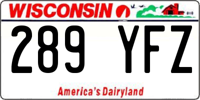 WI license plate 289YFZ