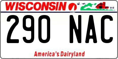 WI license plate 290NAC