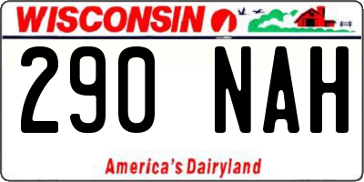 WI license plate 290NAH