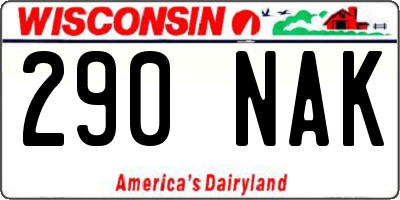 WI license plate 290NAK