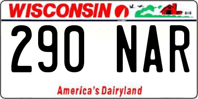 WI license plate 290NAR