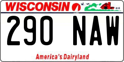 WI license plate 290NAW