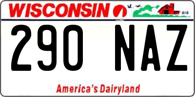 WI license plate 290NAZ