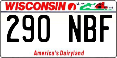 WI license plate 290NBF