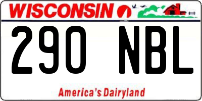 WI license plate 290NBL