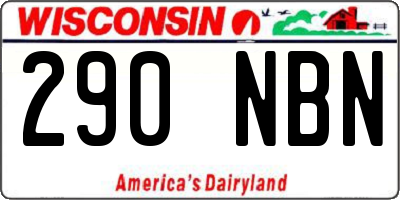 WI license plate 290NBN