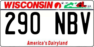 WI license plate 290NBV