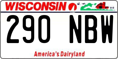 WI license plate 290NBW