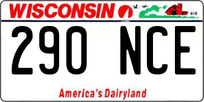 WI license plate 290NCE