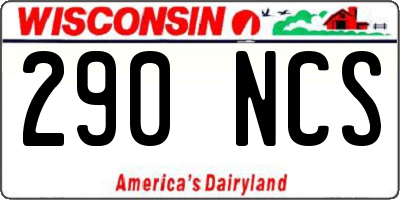 WI license plate 290NCS
