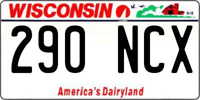 WI license plate 290NCX