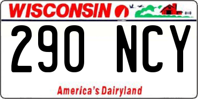 WI license plate 290NCY